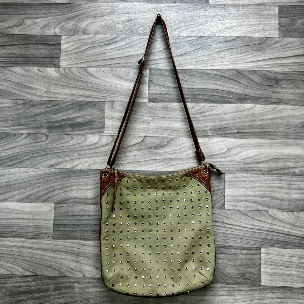 Red By Marc Ecko Crossbody Bag Women's Beige Rivets Grommets Detail Classic
